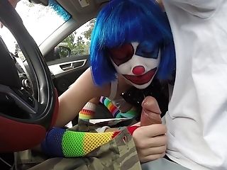 Promiscuous Clown Deep Throats A Dick And Gets Fucked In The Grass